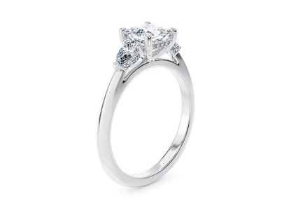 1.35 Ct Princess And Pear Cut Three Stone Lab Diamond Engagement Ring In White Gold