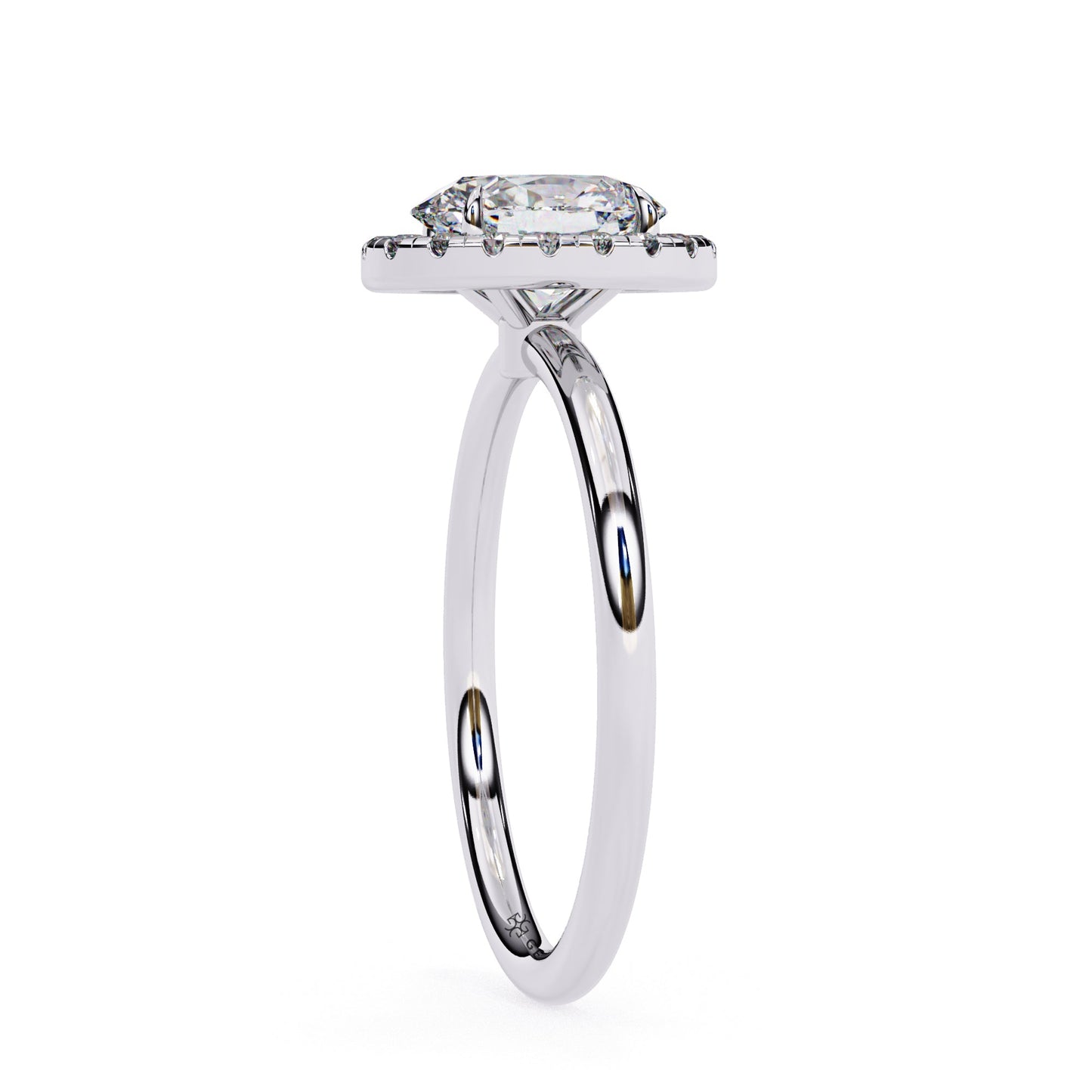 1.24 Carat Oval Shape Halo Lab Diamond Engagement Ring In White Gold