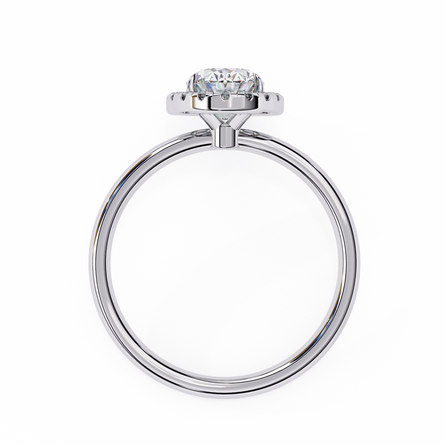 1.24 Carat Oval Shape Halo Lab Diamond Engagement Ring In White Gold