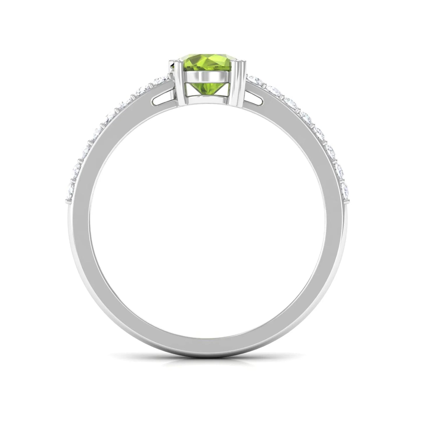 1.30 Carat Round Peridot Gemstone Engagement Ring In Yellow Gold