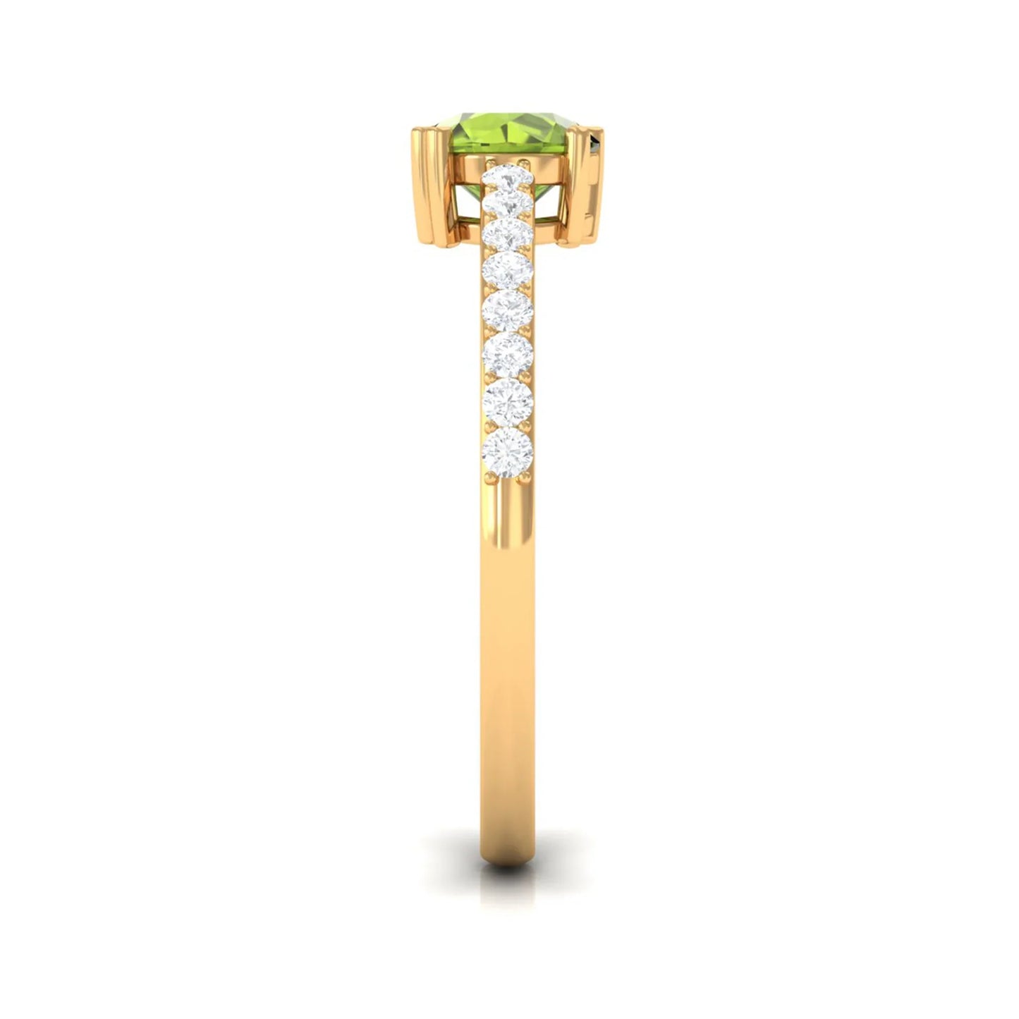 1.30 Carat Round Peridot Gemstone Engagement Ring In Yellow Gold