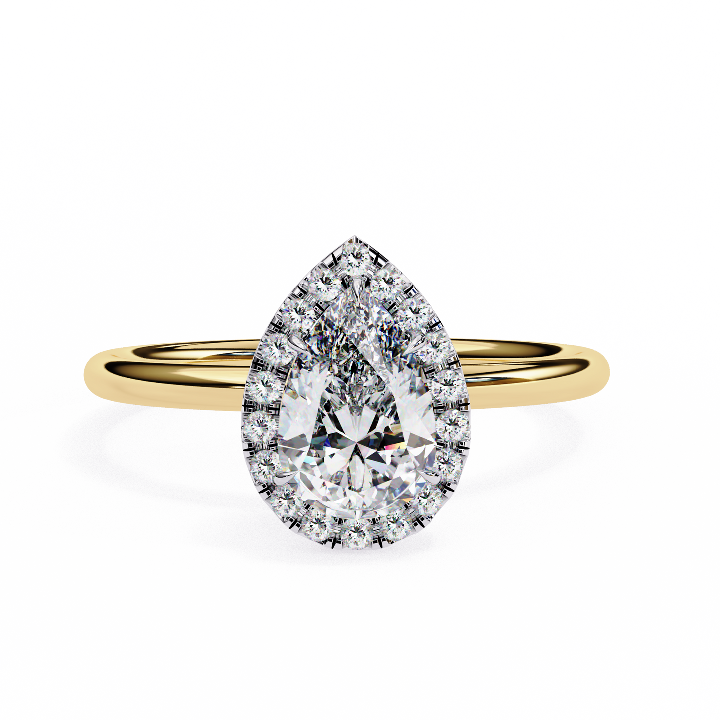 1.35 Carat Pear Cut Halo Lab Diamond Engagement Ring In White Gold