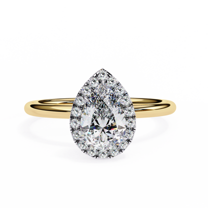 1.35 Carat Pear Cut Halo Lab Diamond Engagement Ring In White Gold