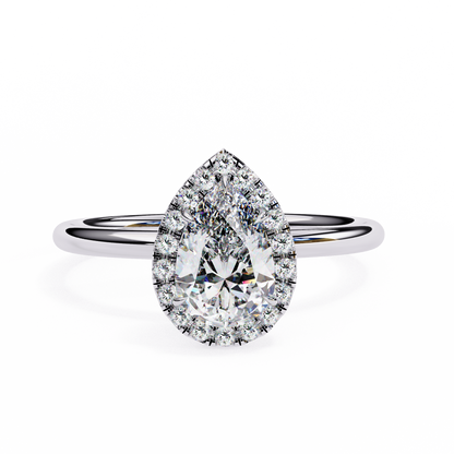 1.35 Carat Pear Cut Halo Lab Diamond Engagement Ring In White Gold