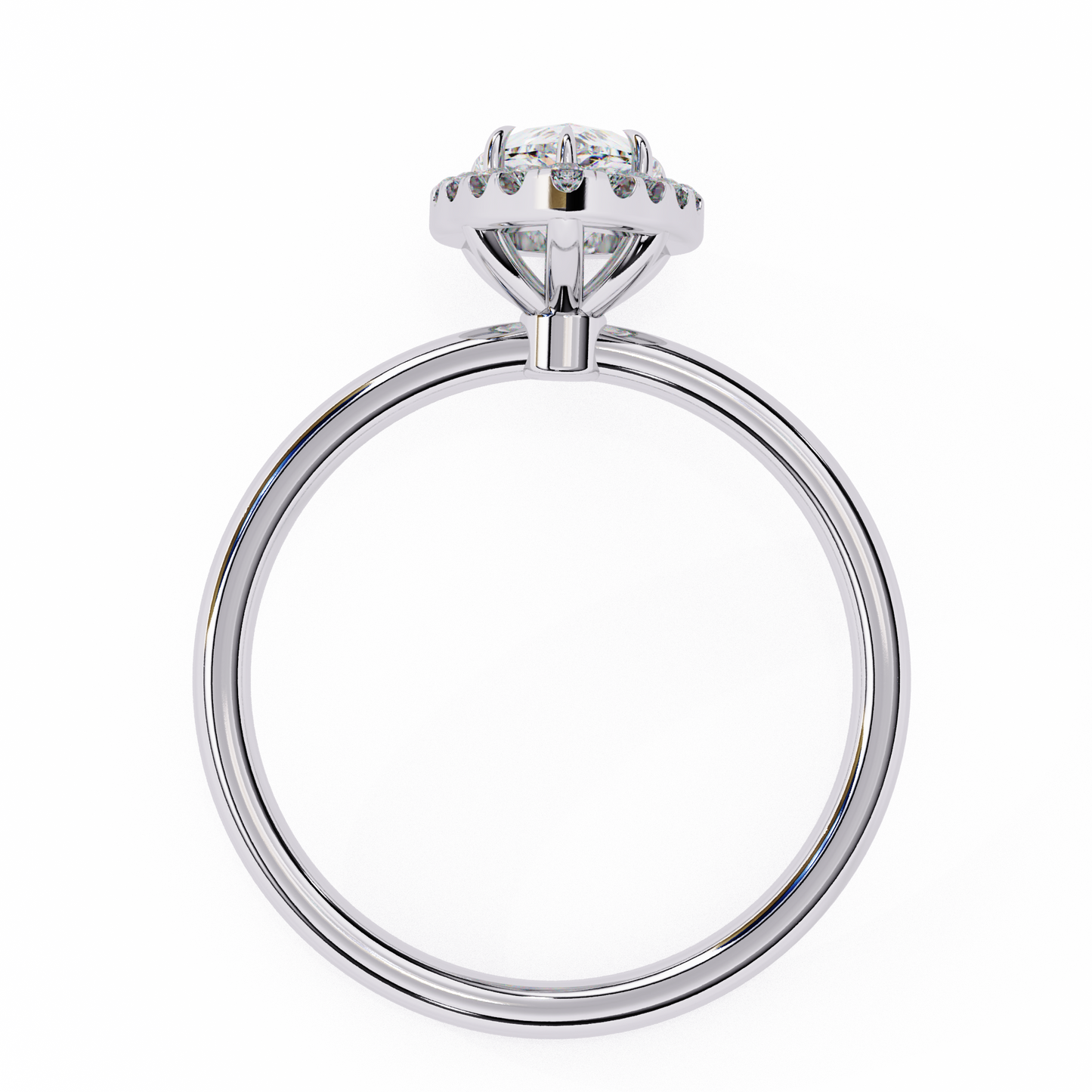 1.35 Carat Pear Cut Halo Lab Diamond Engagement Ring In White Gold