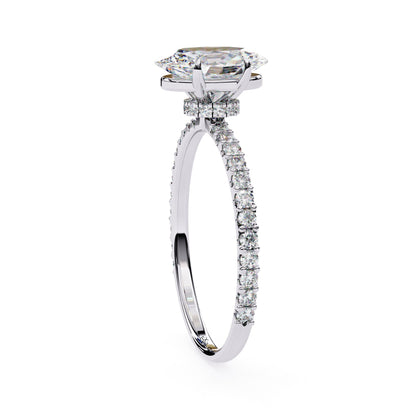 1.50 Ct Oval Cut Hidden Halo Lab Diamond Engagement Ring In White Gold