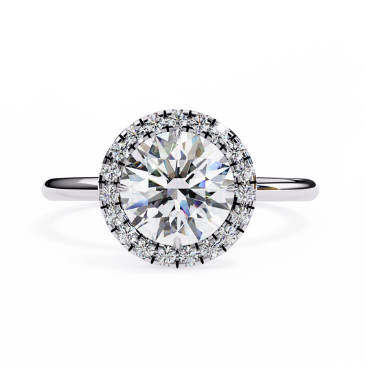 1.70 Ct Round Shape Halo Lab Diamond Engagement Ring In White Gold