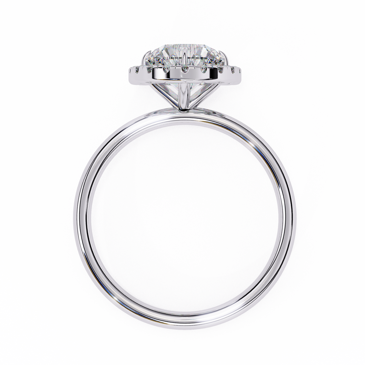 1.70 Ct Round Shape Halo Lab Diamond Engagement Ring In White Gold