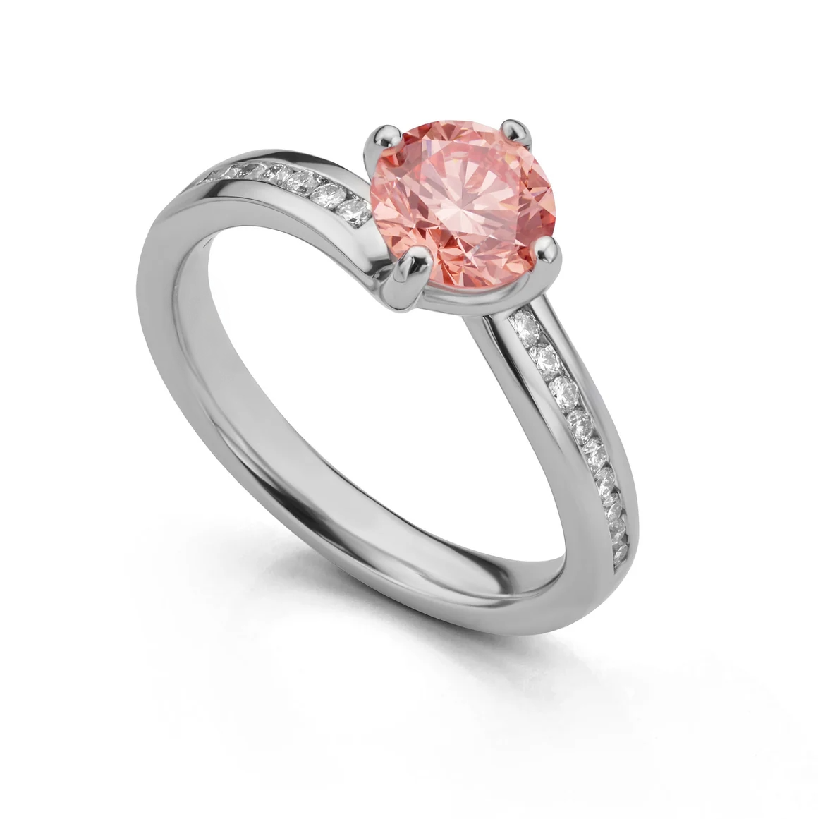 1.80 Ct Round Cut Solitaire Pink Lab Diamond Engagement Ring In White Gold