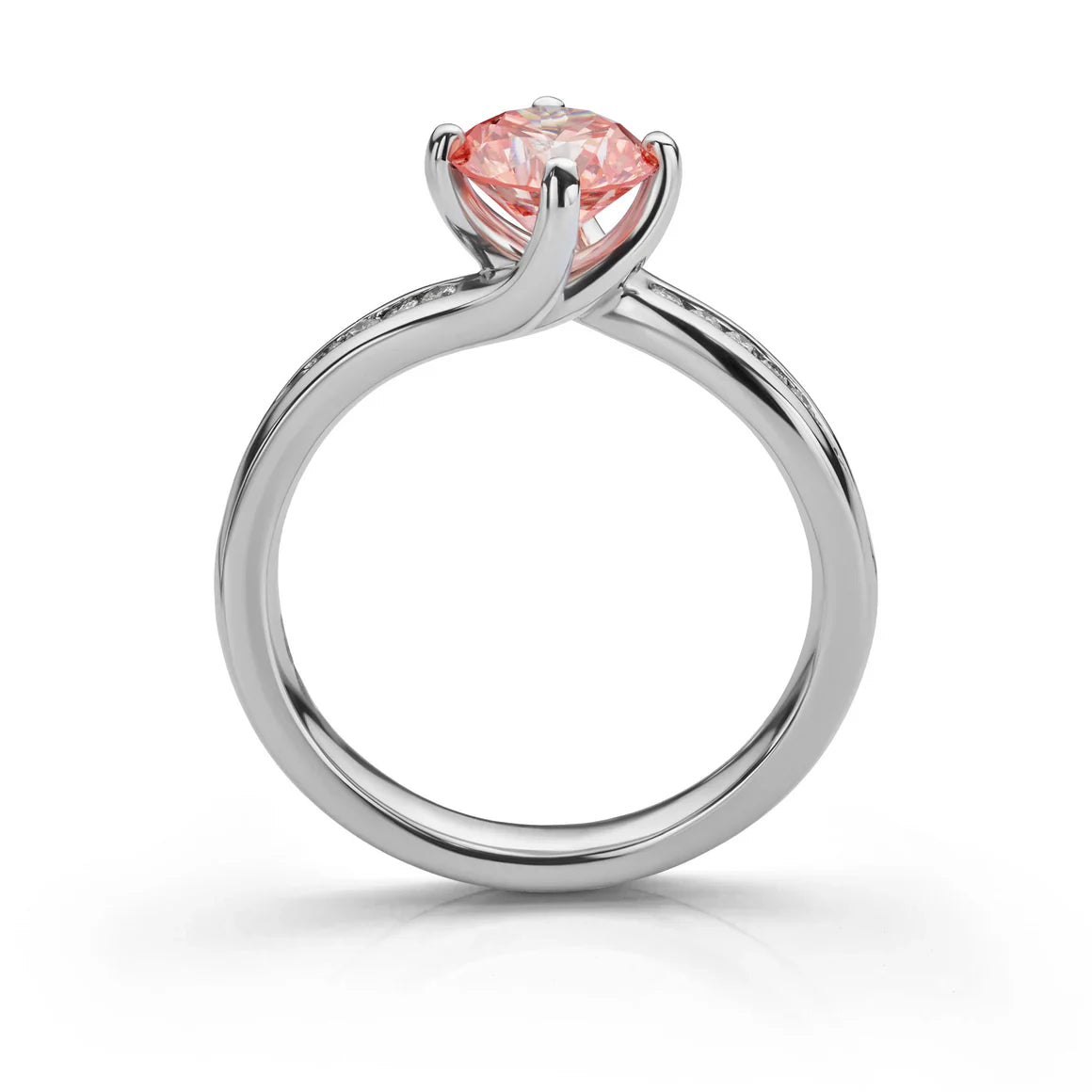 1.80 Ct Round Cut Solitaire Pink Lab Diamond Engagement Ring In White Gold