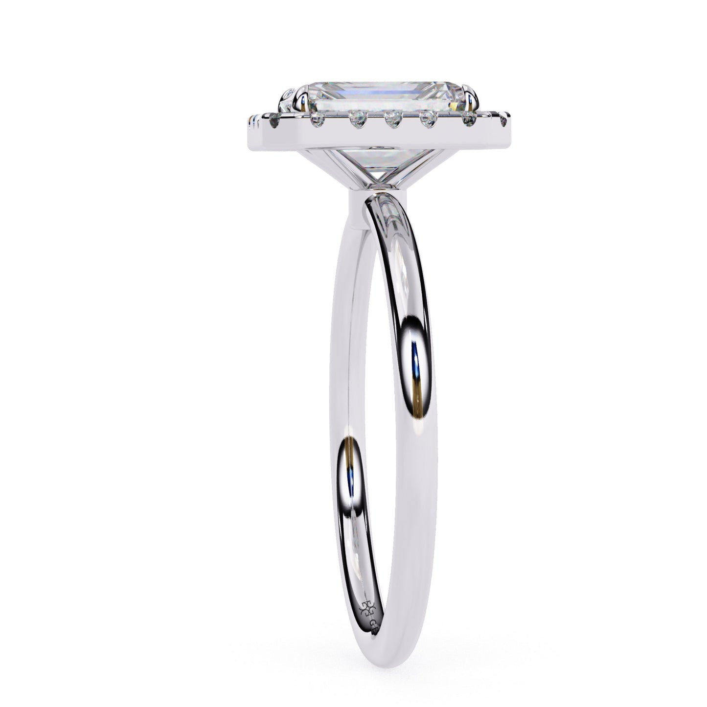 1.90 Ct Emerald Cut Halo Lab Diamond Engagement Ring In White Gold