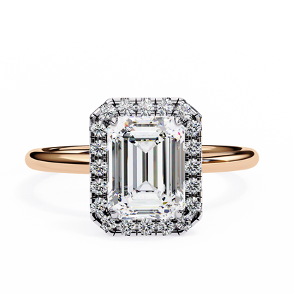 1.90 Ct Emerald Cut Halo Lab Diamond Engagement Ring In White Gold