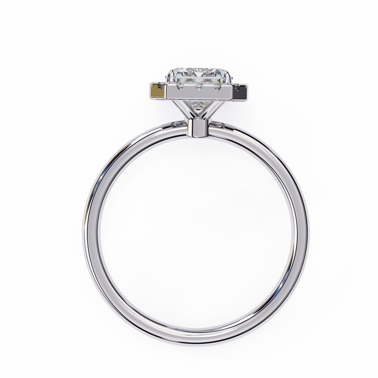 1.90 Ct Emerald Cut Halo Lab Diamond Engagement Ring In White Gold