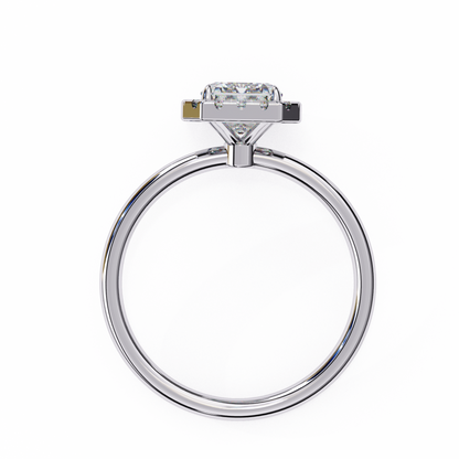 1.90 Ct Emerald Cut Halo Lab Diamond Engagement Ring In White Gold