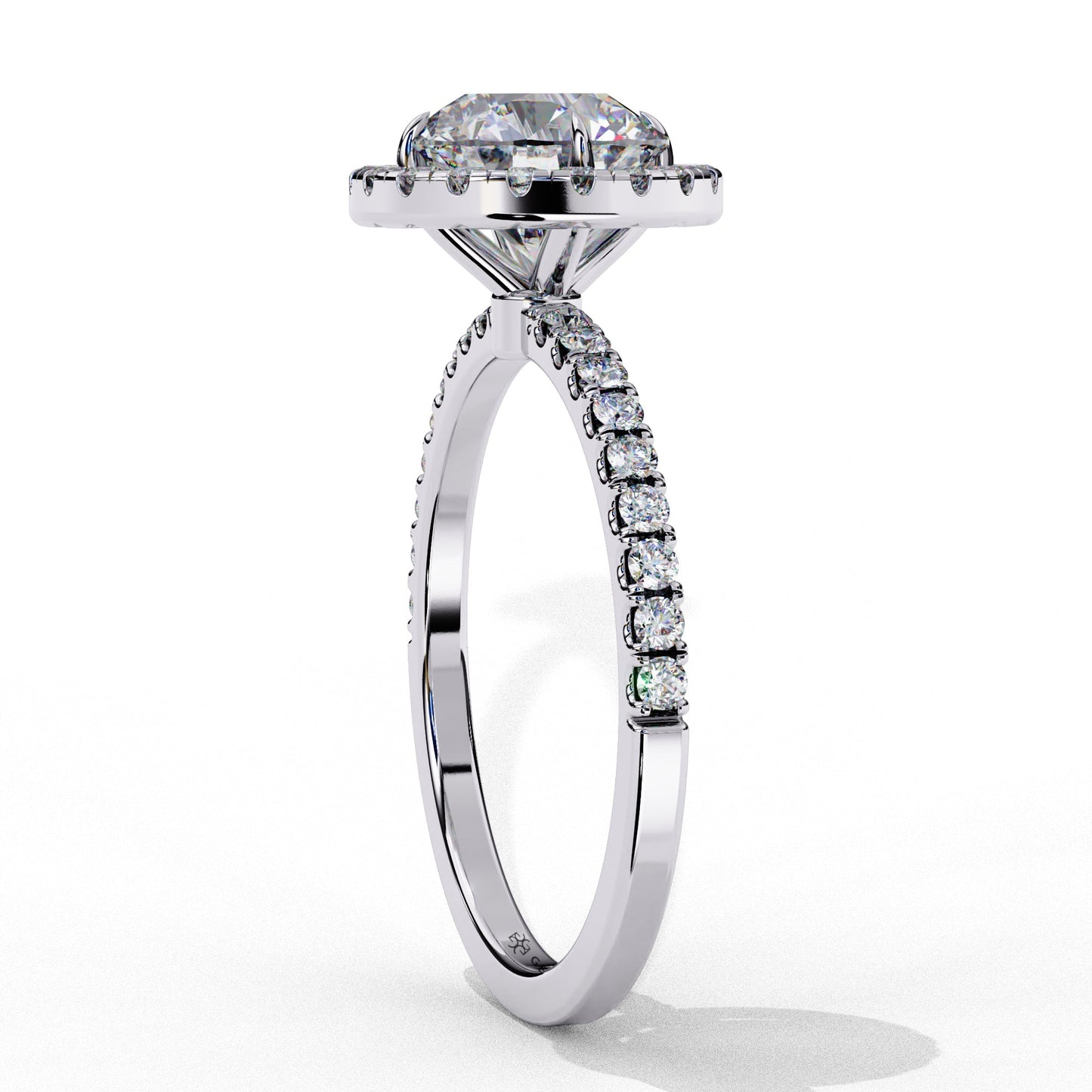 1.90 Ct Round Cut Halo Lab Diamond Engagement Ring In White Gold