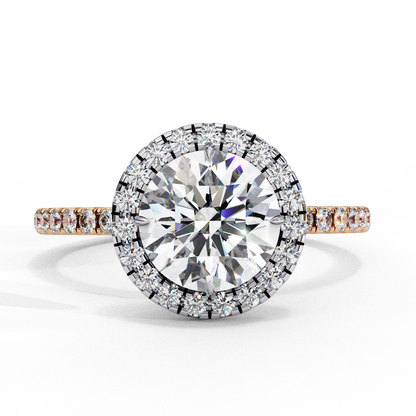 1.90 Ct Round Cut Halo Lab Diamond Engagement Ring In White Gold