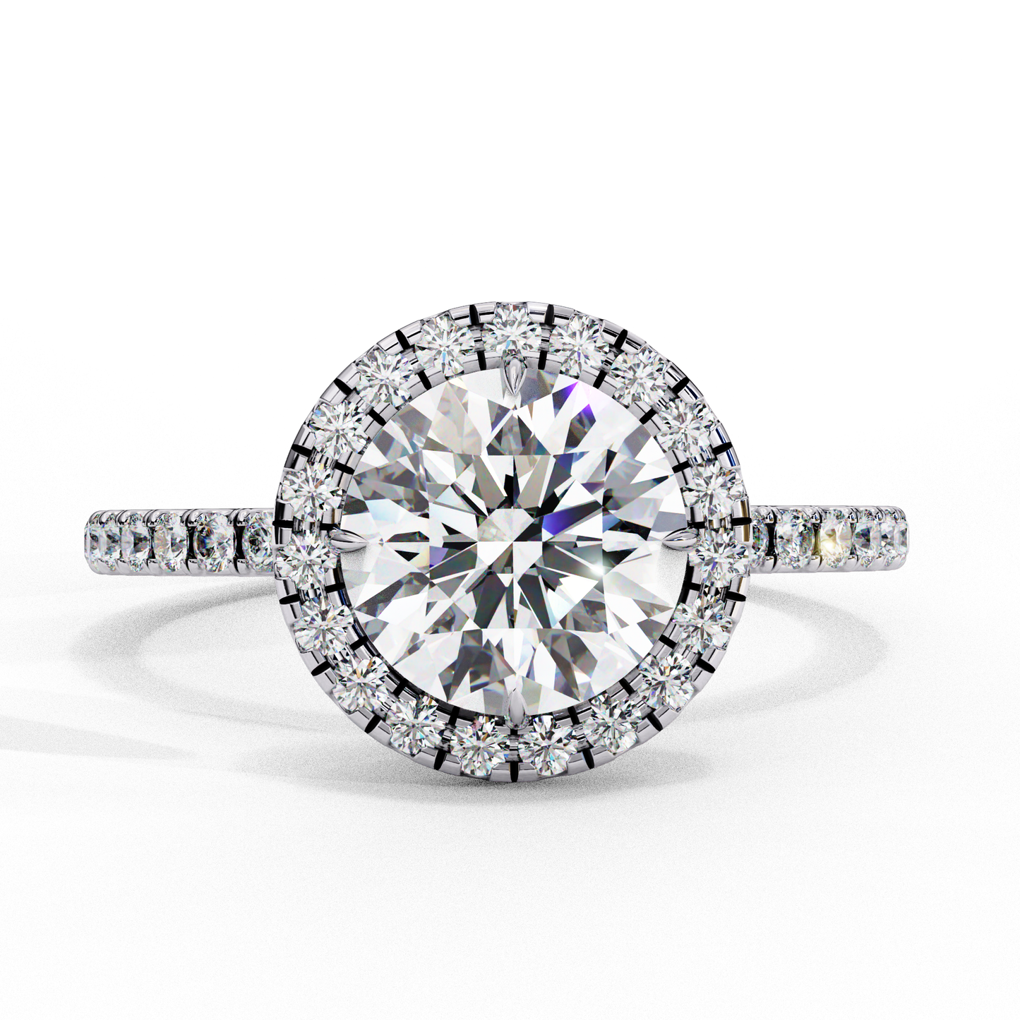 1.90 Ct Round Cut Halo Lab Diamond Engagement Ring In White Gold