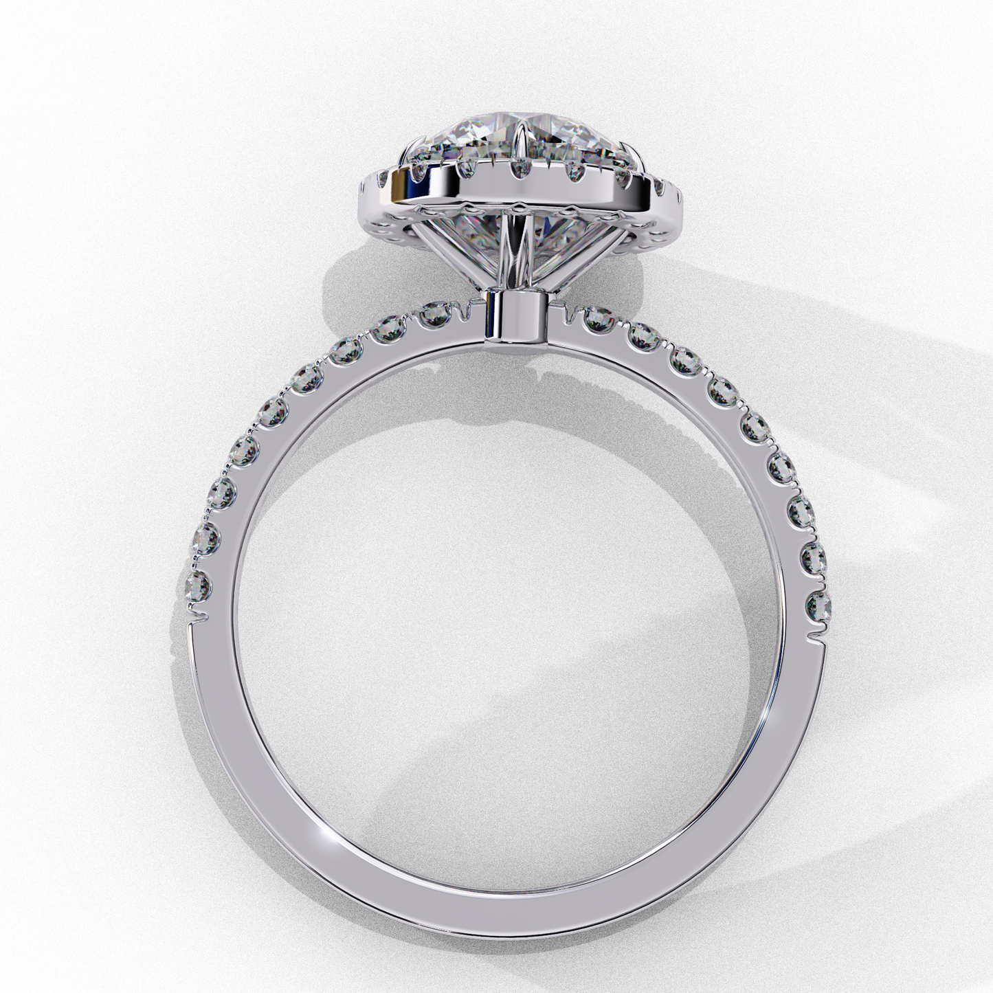 1.90 Ct Round Cut Halo Lab Diamond Engagement Ring In White Gold