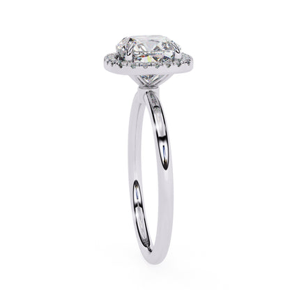 1.91 Carat Cushion Cut Halo Lab Diamond Engagement Ring In White Gold