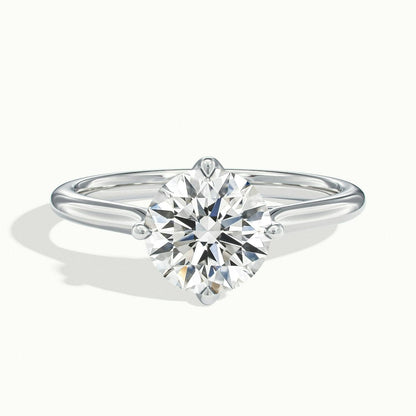 2.0CT Round Cut Solitaire Moissanite Diamond Engagement Ring