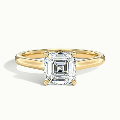 2.0CT Asscher Cut Diamond Solitaire Moissanite Engagement Ring