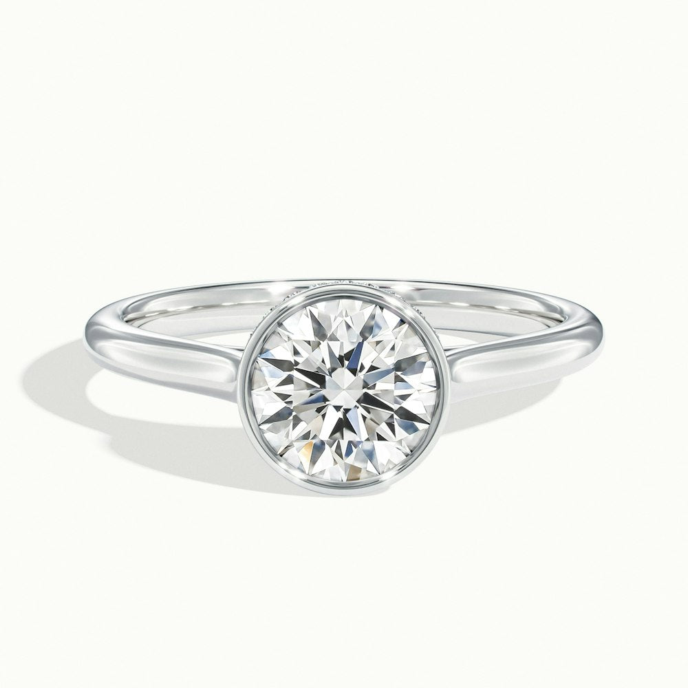 1.50CT Bezel Set Round Cut Moissanite Diamond Engagement Ring