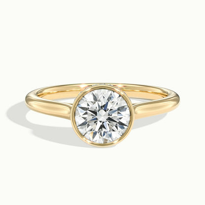 1.50CT Bezel Set Round Cut Moissanite Diamond Engagement Ring