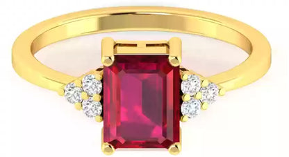 3 Carat Emerald Cut Prong Setting Ruby Gemstone Engagement Ring