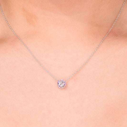 1.61 CT Round Moissanite Solitaire Necklace