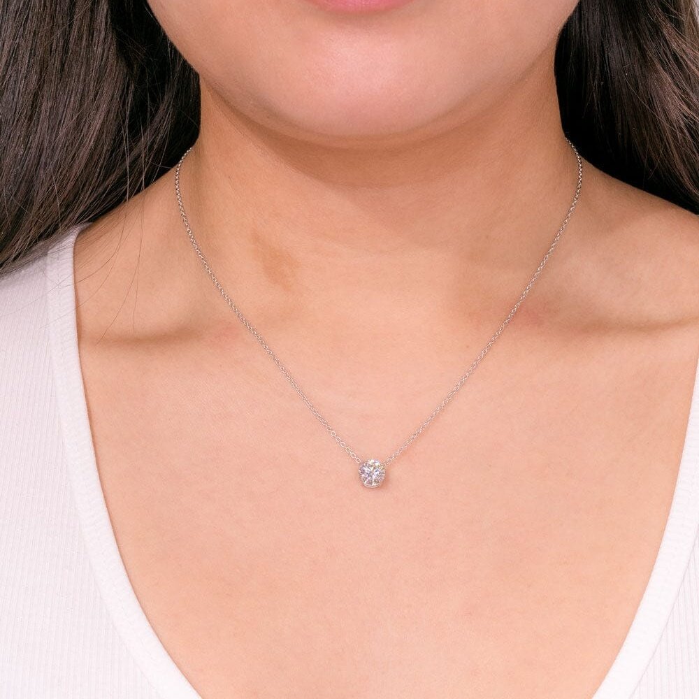 1.61 CT Round Moissanite Solitaire Necklace