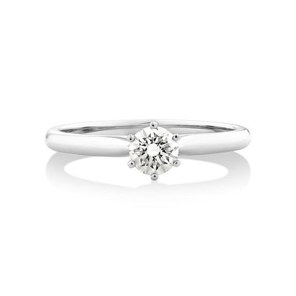 1 Ct Round Shaped 6 Prong Set Solitaire Lab Diamond Engagement Ring in White Gold