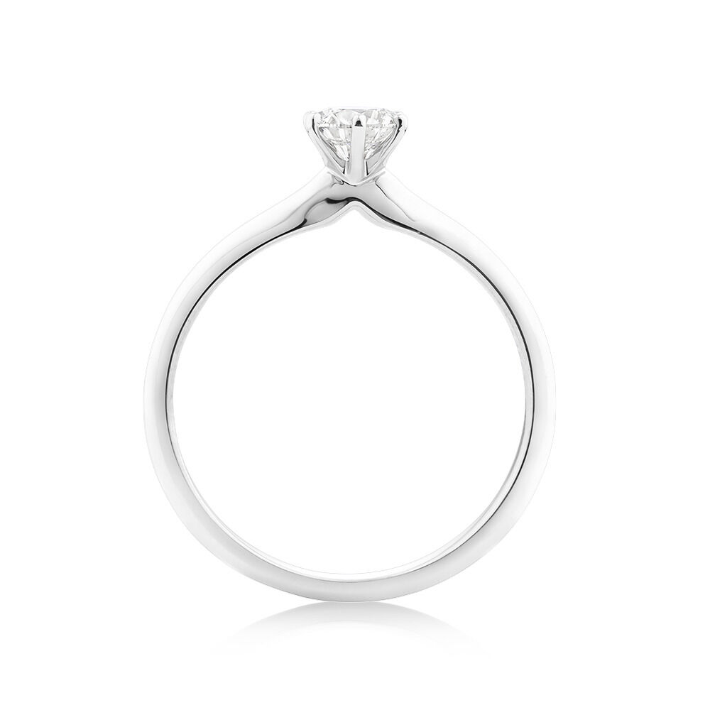 1 Ct Round Shaped 6 Prong Set Solitaire Lab Diamond Engagement Ring in White Gold