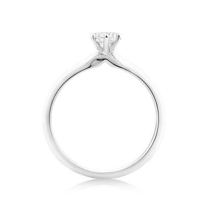 1 Ct Round Shaped 6 Prong Set Solitaire Lab Diamond Engagement Ring in White Gold