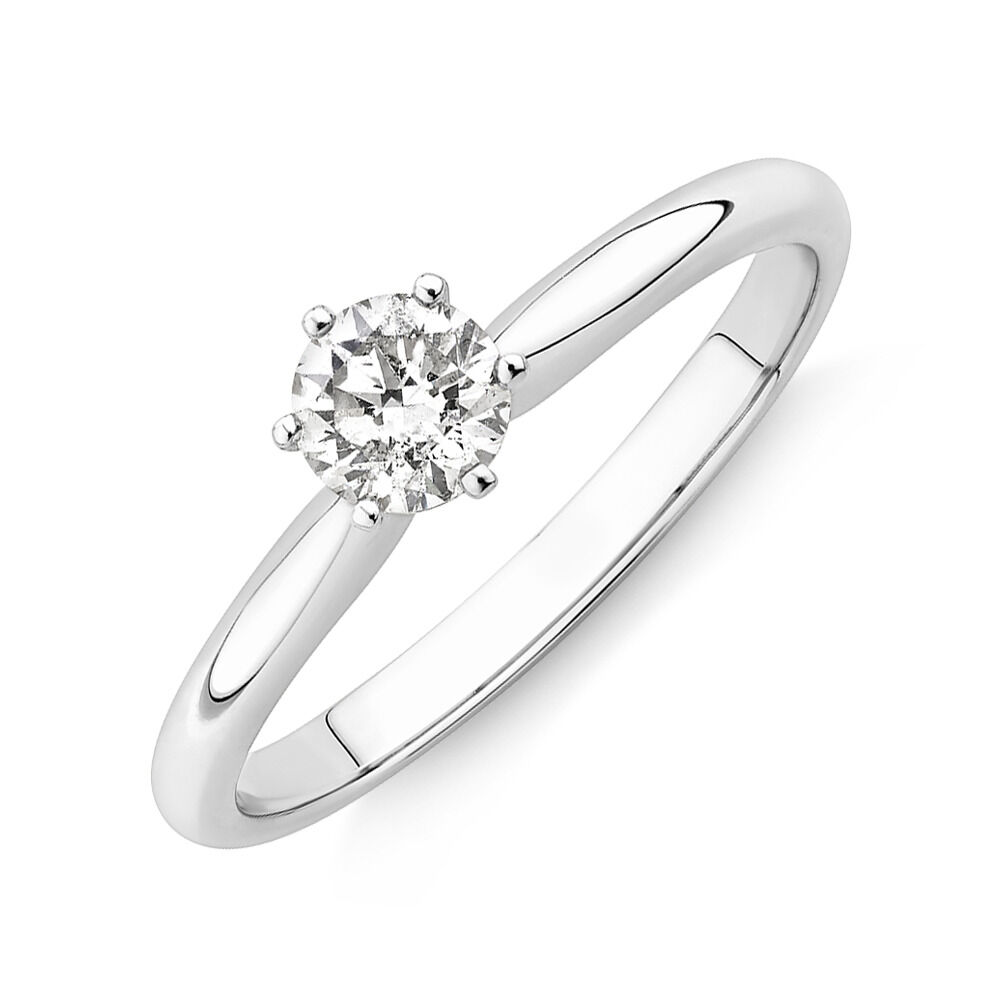 1 Ct Round Shaped 6 Prong Set Solitaire Lab Diamond Engagement Ring in White Gold