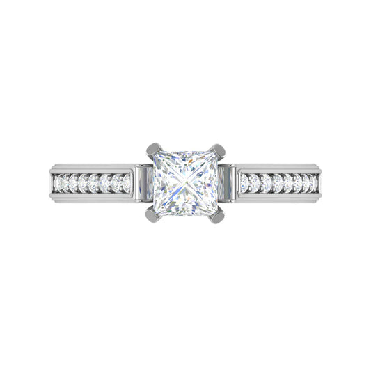 1.75 Carat Princess Cut Cathedral Lab Diamond Engagement Ring in White Gold