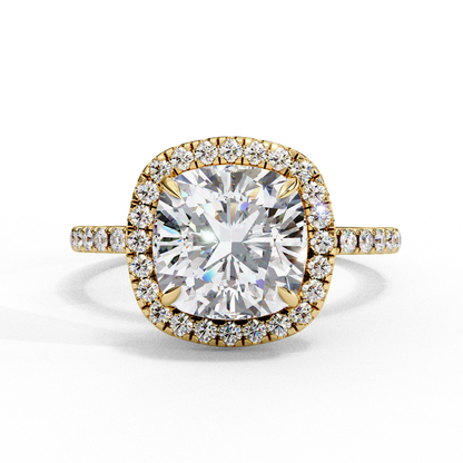 2.10 Carat Cushion Cut Halo Lab Diamond Engagement Ring In White Gold