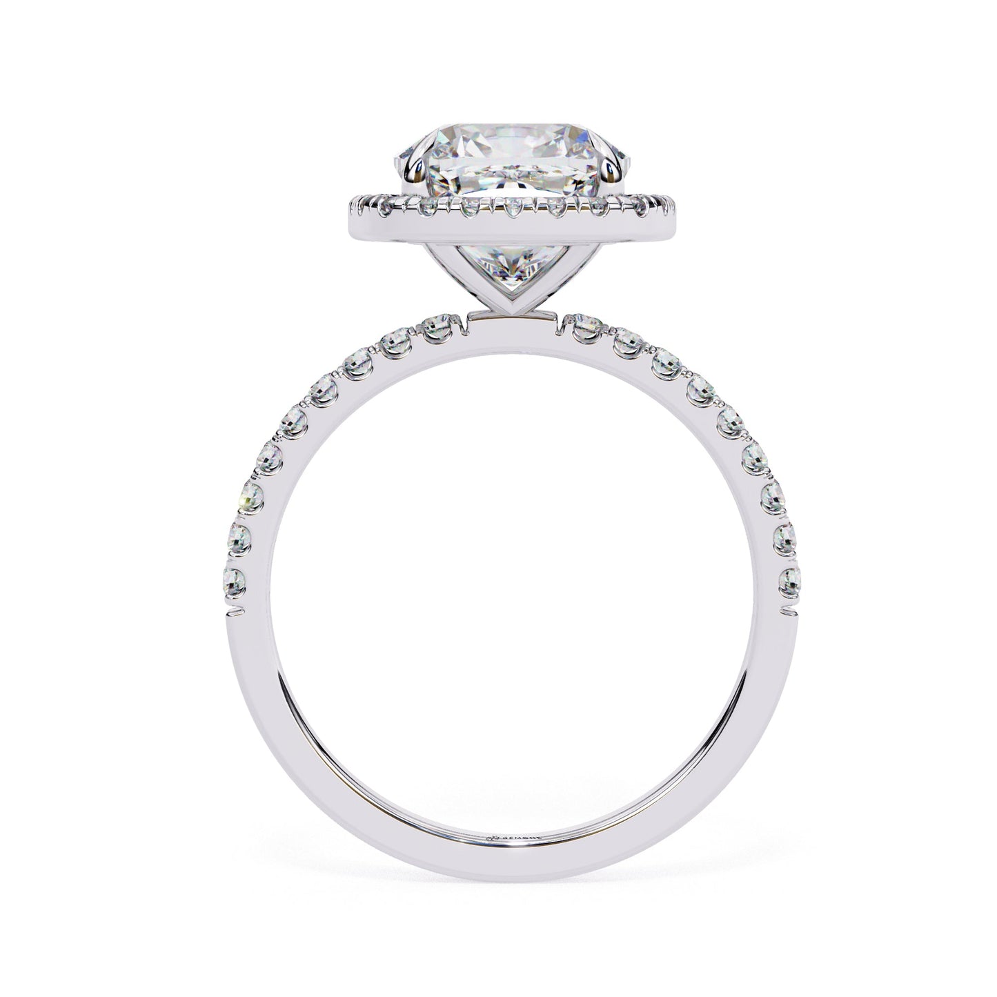 2.10 Carat Cushion Cut Halo Lab Diamond Engagement Ring In White Gold