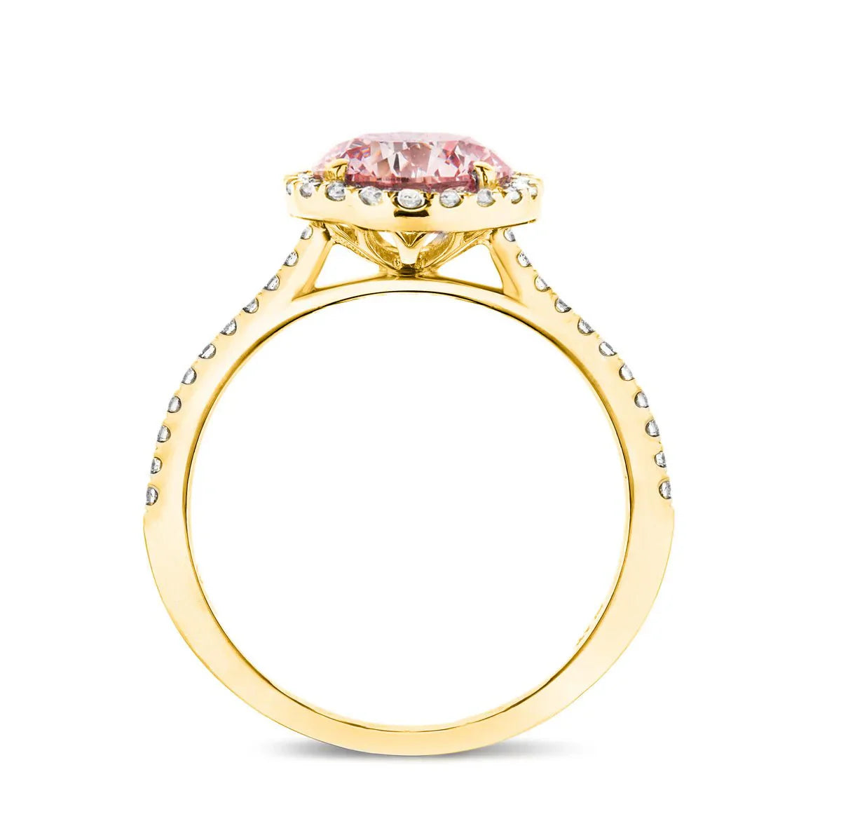 2.50 Carat Round Cut Halo Pink Lab Diamond Engagement Ring