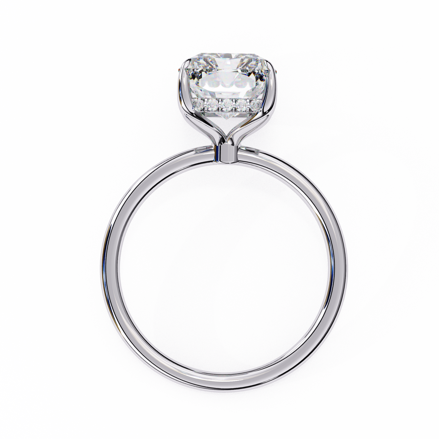 2.55 Ct Radiant Shape Hidden Halo Lab Diamond Engagement Ring In White Gold