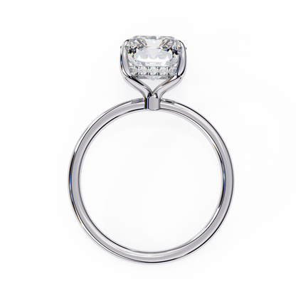 2.55 Ct Radiant Shape Hidden Halo Lab Diamond Engagement Ring In White Gold