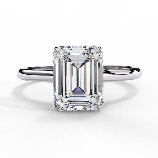 2.56 Carat Emerald Cut Solitaire Lab Diamond Engagement Ring In White Gold