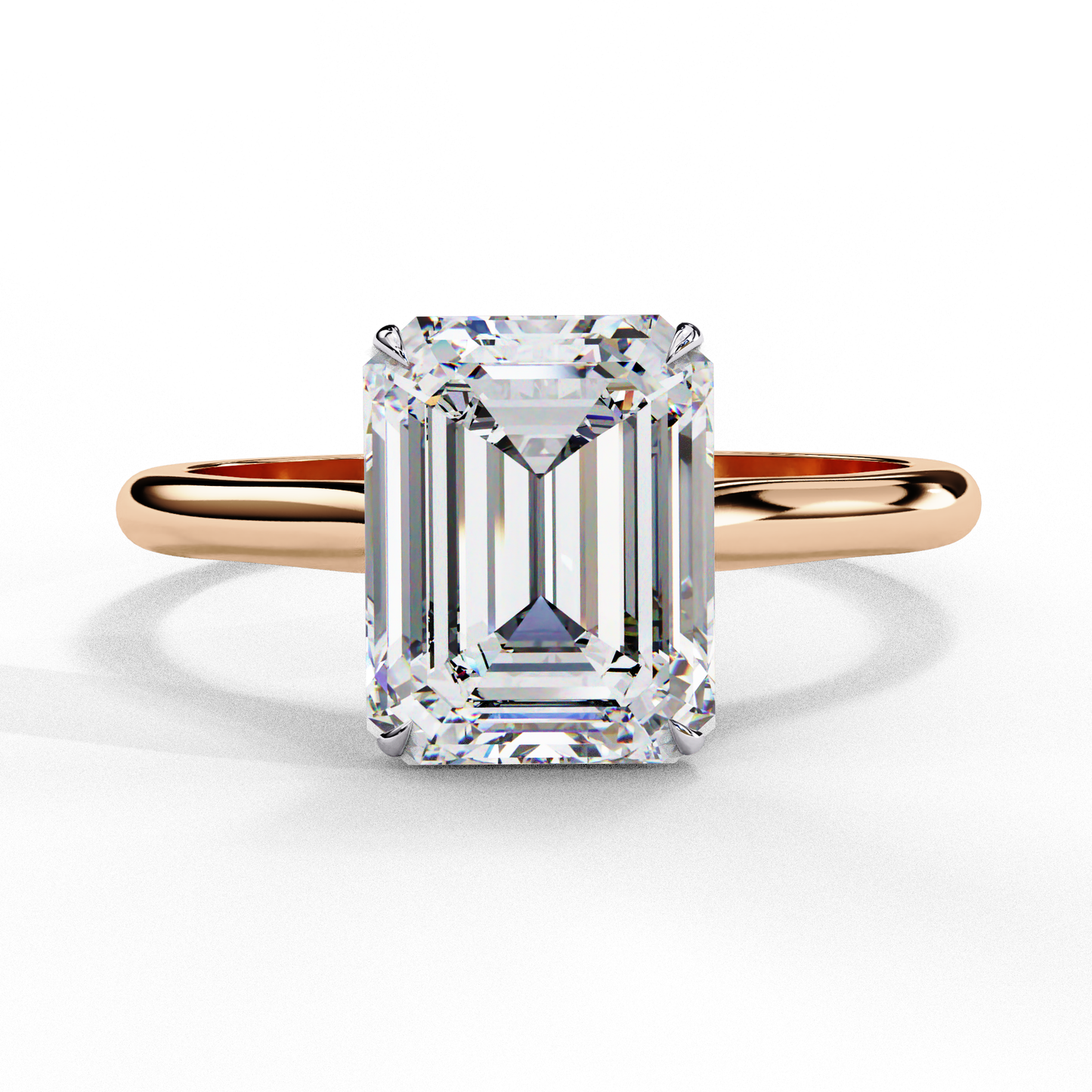 2.56 Carat Emerald Cut Solitaire Lab Diamond Engagement Ring In White Gold