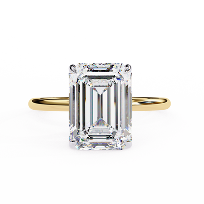 2.62 Carat Emerald Cut Hidden Halo Lab Diamond Engagement Ring In White Gold