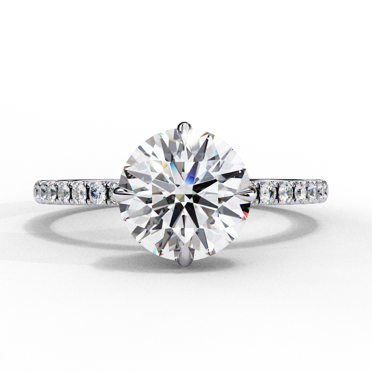 2.70 Carat Round Shape Hidden Halo Lab Diamond Engagement Ring In White Gold