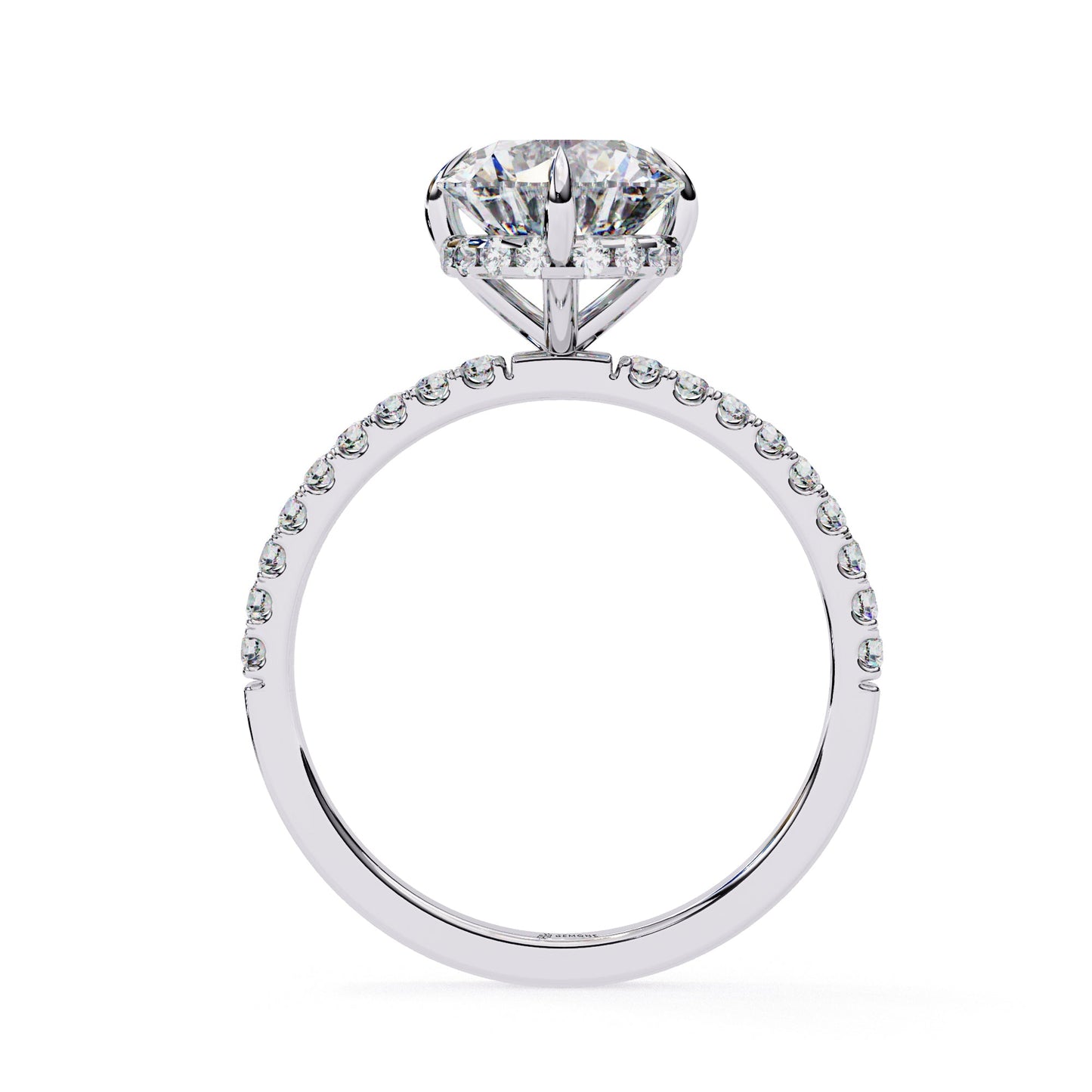 2.70 Carat Round Shape Hidden Halo Lab Diamond Engagement Ring In White Gold