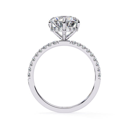 2.70 Carat Round Shape Hidden Halo Lab Diamond Engagement Ring In White Gold