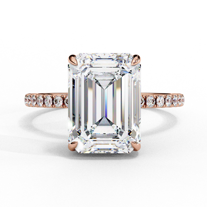 2.80 Carat Emerald Cut Hidden Halo Lab Diamond Engagement Ring In White Gold