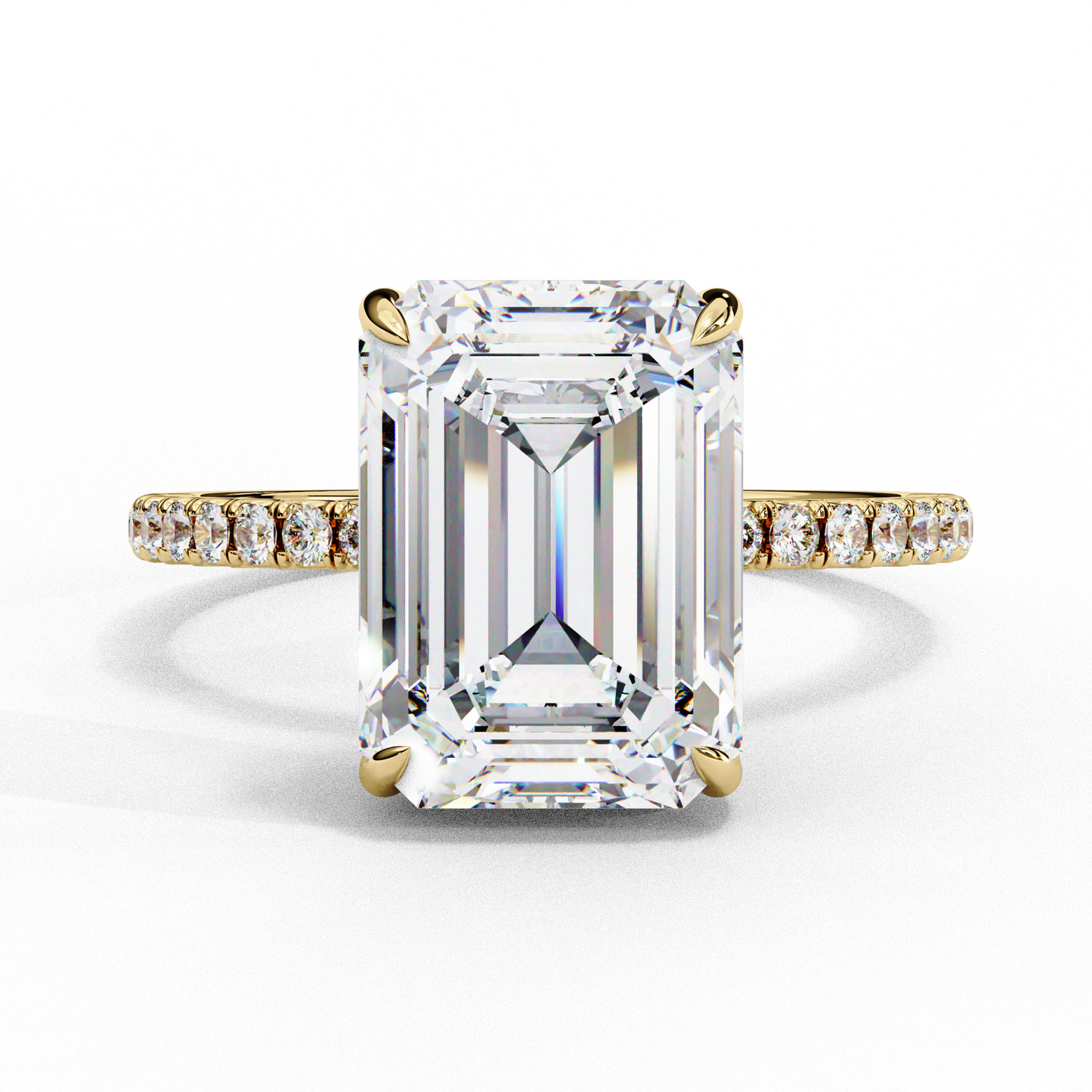 2.80 Carat Emerald Cut Hidden Halo Lab Diamond Engagement Ring In White Gold