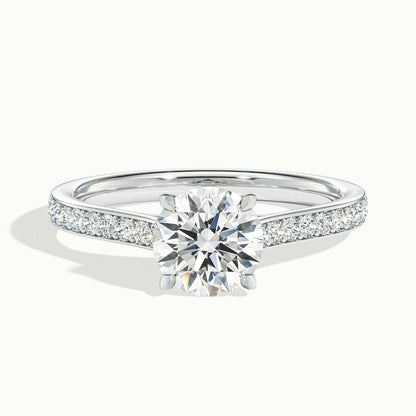 1.50CT Round Cut Moissanite Channel Set Pave Diamond Engagement Ring