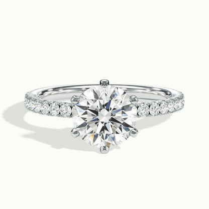 1.50CT Round Cut Moissanite Pave Diamond Engagement Ring